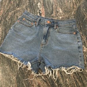 VS PINK High Rise Distressed Jean Shorts